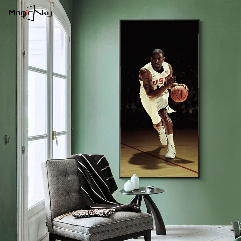 Kobe Bryant LeBron James Michael Jordan Basketball Stars Canvas Painting Wall Art Pictures Prints and Posters Living Room Decor - Virtual Blue Store
