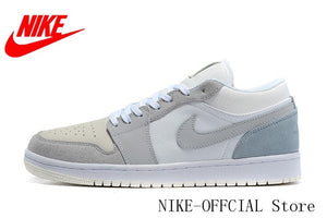 AIR JORDAN 1-Padded Skateboarding Shoes for Men and Women, Comfortable Breathable, Non-slip, Size 36-46, White, Orange and Black - Virtual Blue Store