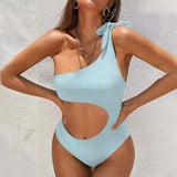 Micendy One Shoulder Swimsuit Women Sexy Hollow Out Swimwear Summer Black Bathing Suits Beach Swim High Waist One Piece Monokini - Virtual Blue Store