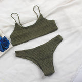 Sexy Bikini  Pleated Women Solid Two Pieces Swimsuits Bathing Suits Swimwear Woman Swimsuit Beach Wear Biquini Brazilian - Virtual Blue Store