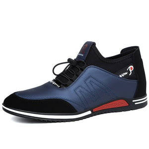 Autumn And Winter Men's Business Casual Leather Shoes Invisible Increase 6cm Warm Shoes British Korean Sneakers Men's Shoes - Virtual Blue Store