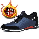 Autumn And Winter Men's Business Casual Leather Shoes Invisible Increase 6cm Warm Shoes British Korean Sneakers Men's Shoes - Virtual Blue Store