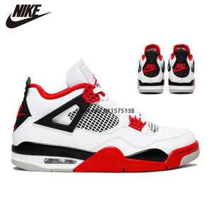 Original air jordan 4 retro men's basketball shoe high metal red light cactus Jack Toro Bravo black sneaker - Virtual Blue Store