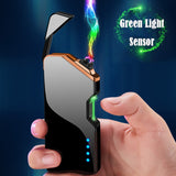 Creative USB Rechargeable Plasma Electric Lighter Metal Windproof Laser Induction Dual Arc Lighter With Power Display