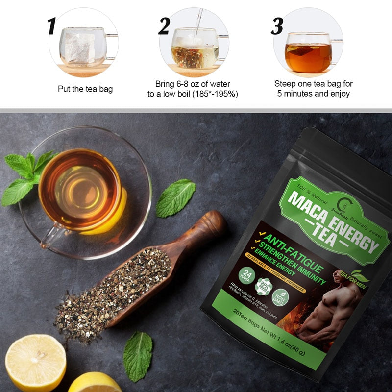 HFU Maca Tea Natural Herbal Spirit Male Function Tonic Energy Tea Tonifying Kidney Health Drink - Virtual Blue Store