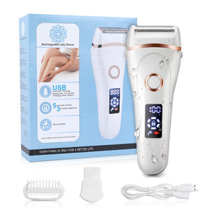 Electric Razor Lady Shaver Waterproof Painless LCD Display Trimmer For Women Bikini Whole Body Wet & Dry Using+Replacement Head - Virtual Blue Store