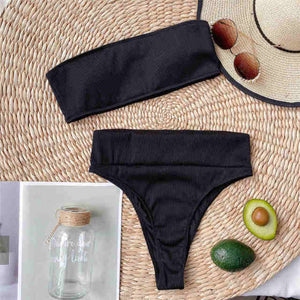 Sexy Bandeau High Waist Bikini Female Swimsuit Women Swimwear Two-pieces Bikini set Strapless Bather Bathing Suit V2331 - Virtual Blue Store