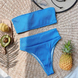 Sexy Bandeau High Waist Bikini Female Swimsuit Women Swimwear Two-pieces Bikini set Strapless Bather Bathing Suit V2331 - Virtual Blue Store