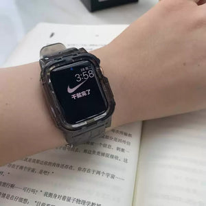 Newest Clear Band + Case for Apple Watch Series 6 SE 5 4 44mm 42mmTransparent for iwatch Strap 3 2 1  38mm 40mm Plastic Strap - Virtual Blue Store