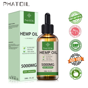 100% Organic Hemp Seeds Oil 30ml Contains 5000-10000 mg Flower Element Effective for Relax mind Body anti-anxiety Sleep better - Virtual Blue Store