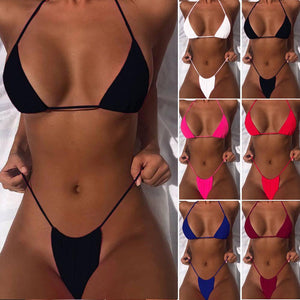 Sexy Micro Bikini Sets Thong Triange Swimsuit Brazlian Bathing Suit Summer Solid Swimwear Beachwear Biquini - Virtual Blue Store