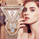 2021 Women Watches Creative Luxury Triangle Rhinestone Dial Frosted Strap Ladies WristWatch Fashion Quartz Watch Relojes Mujer - Virtual Blue Store