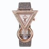 2021 Women Watches Creative Luxury Triangle Rhinestone Dial Frosted Strap Ladies WristWatch Fashion Quartz Watch Relojes Mujer - Virtual Blue Store