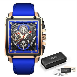2021 New Men Watches LIGE Top Brand Luxury Waterproof Quartz Square Watch For Men Date Sport Hollow Clock Male Relogio Masculino - Virtual Blue Store
