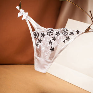 Sexy Lace Floral Thong Ladies Panties Embroidered Mesh Yarn Perspective Young Women Girls Underwear Hot T Pants G-String Thongs - Virtual Blue Store