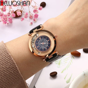 2021 Fashion Luxury Brand Leather Quartz Wristwatch Ladies Dress Rhinestone Watch Women Watches Reloj Mujer Montre Femme Clock - Virtual Blue Store