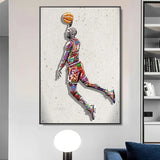 Sport Air Abstract Art Painting Michael Jordan Poster Fly Dunk Basketball Wall Pictures for Living Room Decoration Bedroom - Virtual Blue Store