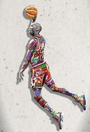 Sport Air Abstract Art Painting Michael Jordan Poster Fly Dunk Basketball Wall Pictures for Living Room Decoration Bedroom - Virtual Blue Store