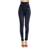 Women's Imitation Jeans Leggings Pants Stretchable Slim Fitness Leggings Faux Denim Jeans High Hips Sports Pencil Pants Casual - Virtual Blue Store