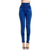 Women's Imitation Jeans Leggings Pants Stretchable Slim Fitness Leggings Faux Denim Jeans High Hips Sports Pencil Pants Casual - Virtual Blue Store