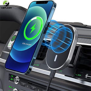 Magnetic Wireless Car Charger AirVent Mount Compatible With For Magsafe iPhone 12 ProMax Mini 15W Fast Charging Car Phone Holder - Virtual Blue Store
