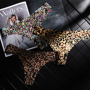 Women's Underwear Sexy Thong Soft Breathable Ice Silk Leopard Panties Women Seamless T-Back Low-Rise Lingerie G-String - Virtual Blue Store