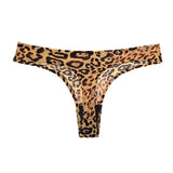 Women's Underwear Sexy Thong Soft Breathable Ice Silk Leopard Panties Women Seamless T-Back Low-Rise Lingerie G-String - Virtual Blue Store