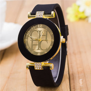2020 New Fashion Brand Gold Geneva Casual Quartz Watch Women Crystal Silicone Dress Clock Relogio Feminino Wristwatch - Virtual Blue Store
