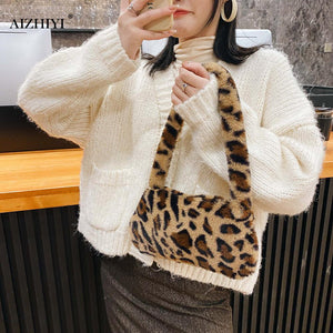 Women Winter Fur Square Houndstooth Handbag Corduroy Flower Day Clutches Fashion Large Capacity Zebra Pattern Star Plush Bag - Virtual Blue Store
