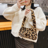 Women Winter Fur Square Houndstooth Handbag Corduroy Flower Day Clutches Fashion Large Capacity Zebra Pattern Star Plush Bag