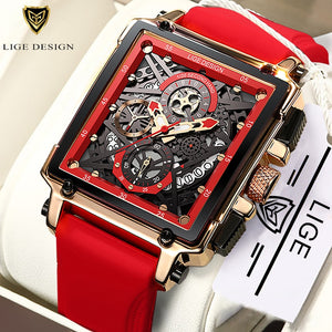 2021 New Men Watches LIGE Top Brand Luxury Waterproof Quartz Square Watch For Men Date Sport Hollow Clock Male Relogio Masculino - Virtual Blue Store