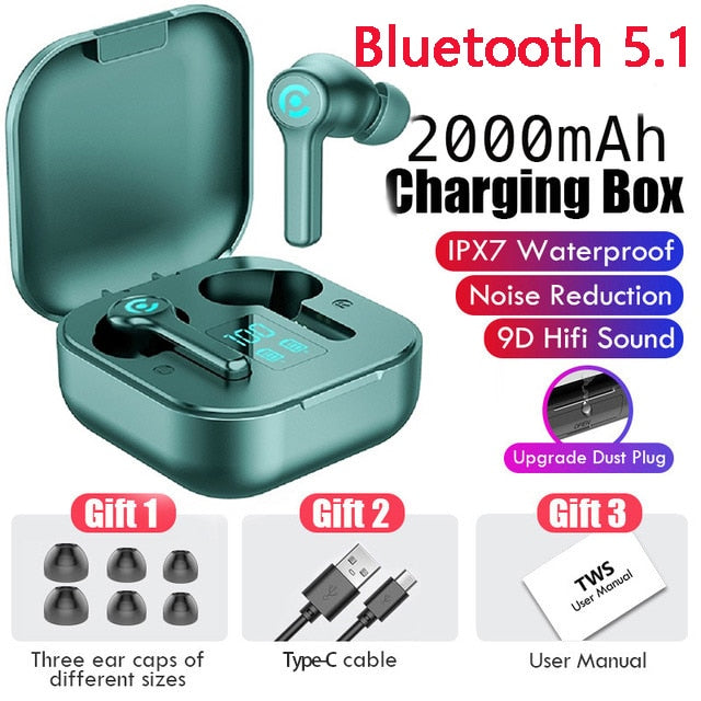 56 HOURS LONG Battery ES1 Wireless Bluetooth Earphones 5.1 Headsets Gaming Headphones with Microphonefor All ISO Android Phone - Virtual Blue Store