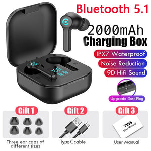 56 HOURS LONG Battery ES1 Wireless Bluetooth Earphones 5.1 Headsets Gaming Headphones with Microphonefor All ISO Android Phone - Virtual Blue Store