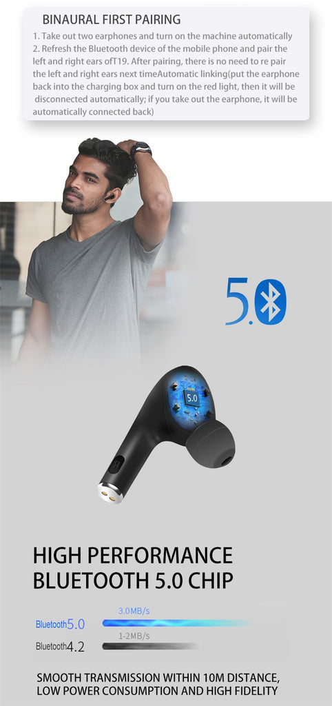 LED TWS Wireless Earbuds Bluetooth Headphones Hifi 5.0 Earphone Sport Earpiece Headset For Xiaomi All phones - Virtual Blue Store