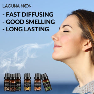 Lagunamoon 6pcs Gift Set Woody Premium Fragrance Oil 10ml Pine Needles Frankincense Sandalwood Fresh-cut Wood Benzoin Cypress - Virtual Blue Store
