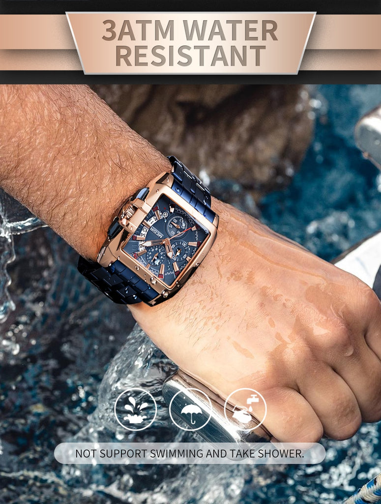 MEGIR New Men's Watch Top Brand Stainless Steel Waterproof Luminous Quartz Watch Men's Fashion Chronograph Men's Sports Watch - Virtual Blue Store