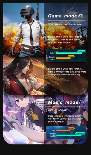 Wireless Headphones Gaming Earphones Bluetooth V5.1 Low Latency Game Headsets 8D Stereo Music Earbuds IPX6 Waterproof With Mic - Virtual Blue Store