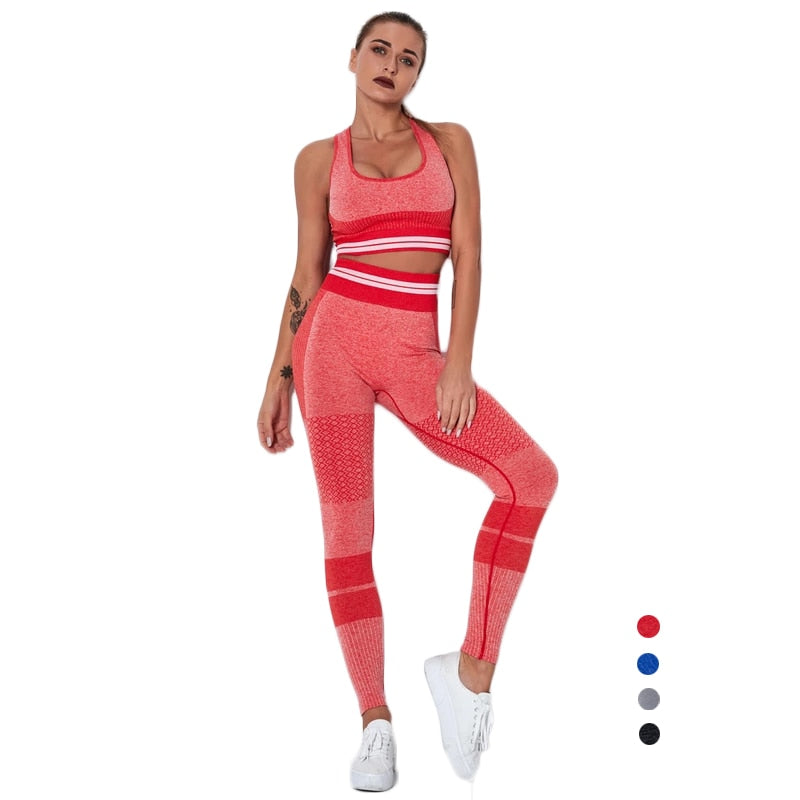 2 Piece Set Sports Bra High Waist Leggings Seamless Gym Athletic Yoga Set Wholesale Womans Workout Wear Clothing - Virtual Blue Store