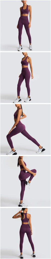Yoga Sets Women's 2 Piece Set Leggings Elastic Sports Bras Woman Gym  Clothing Fitness Sportswear Workout Seamless Sports Suits – US LLC 786