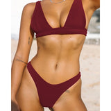 2021 Two Piece Bikini Sets Solid Bather Bathing Suit Sexy Swimwear Women Push Up Swimsuit  Summer Beachwear Female Bodysuit - Virtual Blue Store