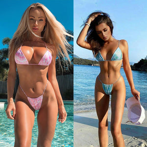 Hirigin Sexy Thong Bikini Set 2021 New Badange Women Swimwear Biquini Push Up Padded Summer Bathing Suit Swimming Suit Padded - Virtual Blue Store