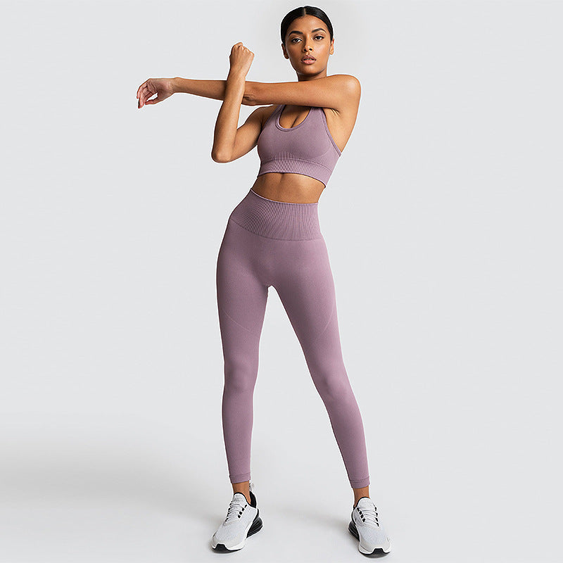 XMTOPYE Yoga Sets 2 Piece Workout Set Leggings Sports Bras Gym Clothing Fitness Sportswear Seamless Sports Suits for Women - Virtual Blue Store