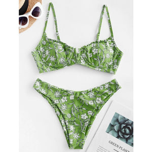 Flower Bikinis  Mujer Biquini Mini Swimsuit Sexy Swimwear Women Bathing Suit String Brazilian Swimsuit Push Up Bathers - Virtual Blue Store