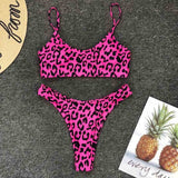 Women Bandage Bikini 2pcs Set Push-up Animal Print Leopard High Waist Beach Swimsuit Bandeau Padded Bra Bathing Suit Swimwear - Virtual Blue Store