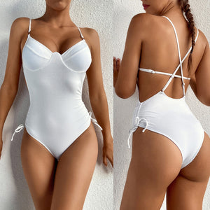 Classic Women's One-piece Swimsuit Push Up Solid Color 2021 Swimwear Backless One Piece Swimsuit Bathing Suit Women Biquinis - Virtual Blue Store