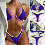 Women's Swimsuit Bikini Swimwear Patchwork Set Separate Swimsuit Two Piece Filled Bra Swimwear Beachwear Bathing Suits