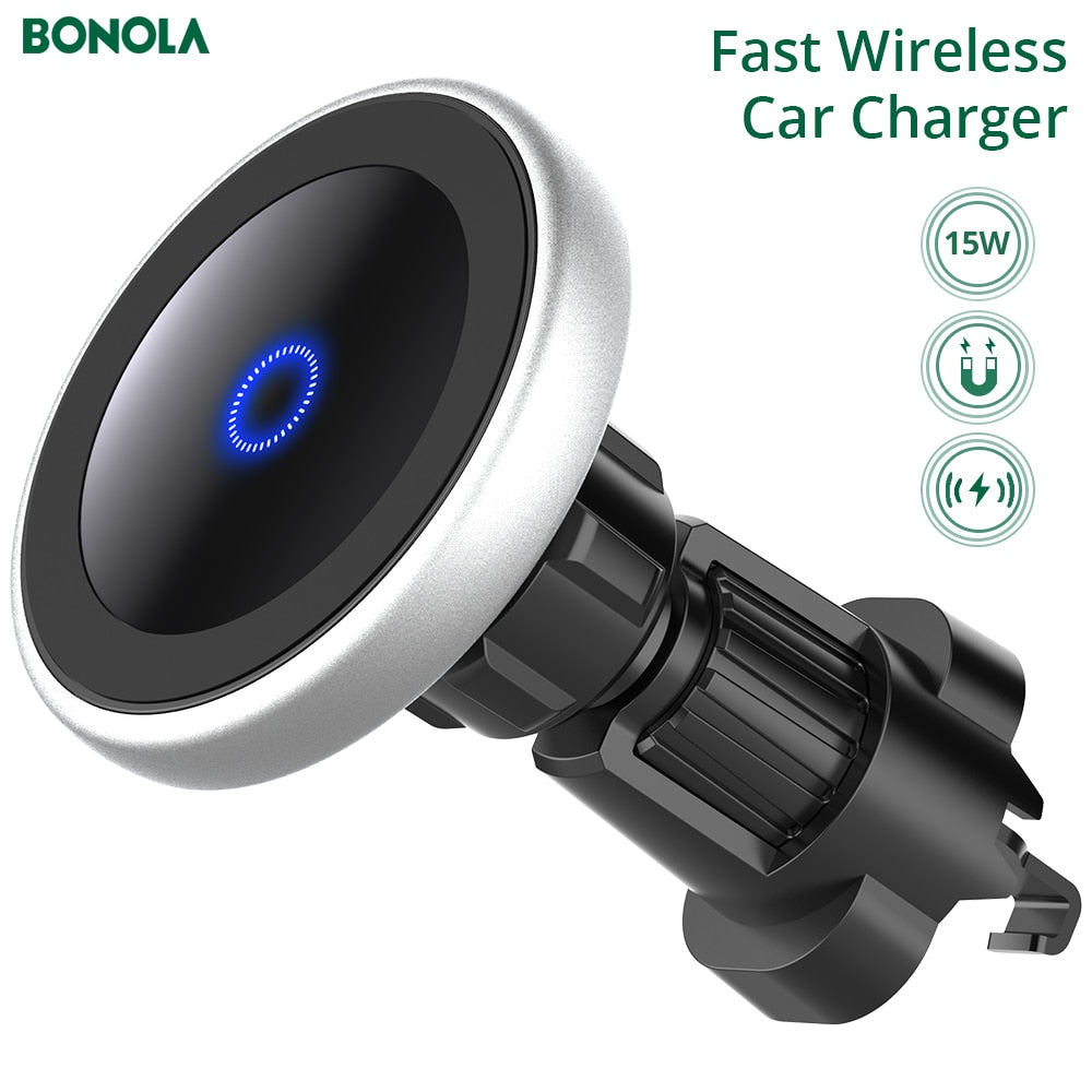 Bonola Qi Car Wireless Charger for iPhone 12 Pro Max/12Pro/12 /12Mimi 15W Magnetic Mount Fast Wireless Charging Car Phone Holder - Virtual Blue Store