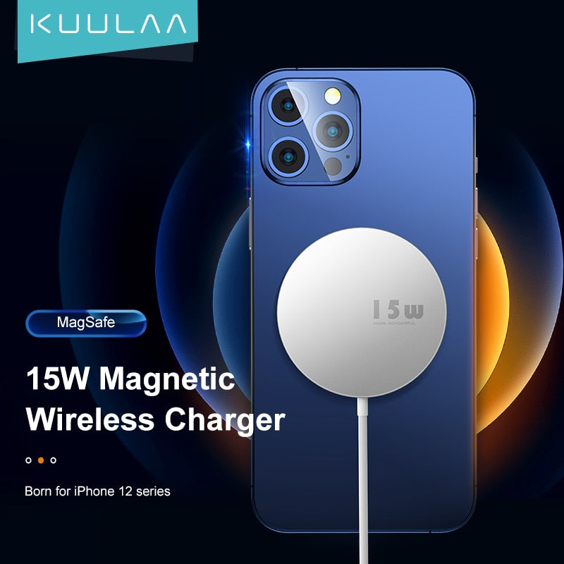 KUULAA Magnetic Wireless Charging For iPhone Mini 15W Fast Charger For iPhone 12 Pro Max Wireless Charger For Huawei Xiaomi Qi - Virtual Blue Store