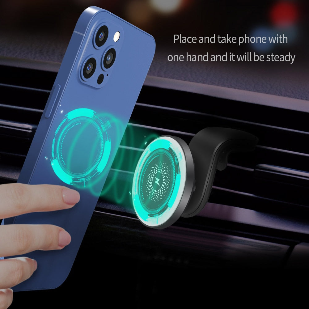 15W Magnetic Car Wireless Charger Mount Stand For MagSafe iPhone 12 Mini Pro Max Fast Charging Wireless Charger Car Phone Holder - Virtual Blue Store