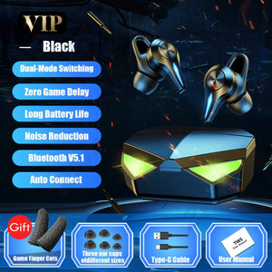TWS Bluetooth Earphone Gaming Headsets Stereo Sport Waterproof Wireless Headphone Noise Cancelling Earbuds Gamer With Microphone - Virtual Blue Store